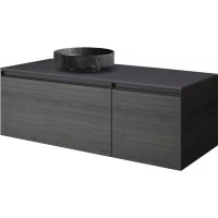 Тумба с раковиной Armadi Art Quatro Oak Antracite 790-M2-120-OA-A + 792-120-A + 801-NM 121 см L , подвесная, со столешницей, темный дуб