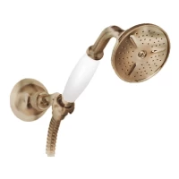 Ручной душ со шлангом 150 см и держателем бронза, ручка белая Cezares CZR-KD-02-Bi