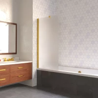Шторка на ванну Vegas Glass EV LUX ST 76 09 10 L 76 см L, профиль золотой, стекло сатин