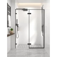 Душевая дверь Veconi Premium Alassio AL-140-00-B-C4 140 см, профиль черный матовый, стекло прозрачное