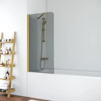 Шторка на ванну Vegas Glass EV ST NOVO 76 03 07 76 см, профиль золотой матовый, стекло графитовое