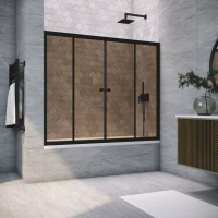 Шторка на ванну Vegas Glass Z2V NOVO 175 02M 05 175 см, профиль черный матовый, стекло бронза