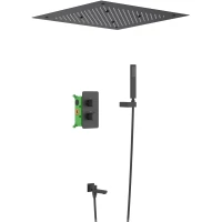 Душевой комплект Timo Petruma SX-5019/03SM 500 мм, с термостатом, черный матовый