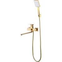 Смеситель для ванны Prohanss P60.22.03 универсальный, с душевым гарнитуром, золотой матовый