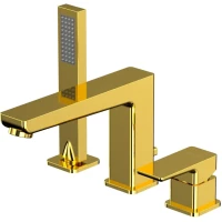 Смеситель на борт ванны Whitecross X X1432GL с душевым гарнитуром, золотой