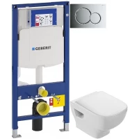 Комплект подвесной унитаз Jacob Delafon Struktura EDF102-00 + E4272-00 + система инсталляции Geberit 111.300.00.5 + 115.770.21.5 + 111.815.00.1