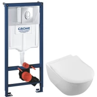 Комплект подвесной унитаз Villeroy & Boch Subway 2.0 5614R2R1 + система инсталляции Grohe 38721001