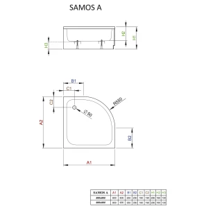 Изображение товара акриловый поддон 80x80 см radaway samos a 4s88300-03