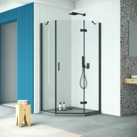 Душевой уголок Vegas Glass AFA-Pen Retta 90 02M 01 R 90x90 см R, профиль черный матовый, стекло прозрачное