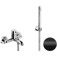 Смеситель для ванны Remer Metrica MC02NO с душевым гарнитуром, черный матовый