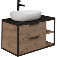 Тумба дуб веллингтон/черный 90 см Grossman Лофт 109001