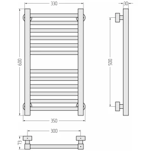 Изображение товара полотенцесушитель водяной 600x300 белый глянец сунержа модус pro 12-0450-6030