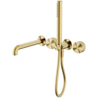 Смеситель для ванны Feramolli Sole S250-23GL CoolStart, встраиваемый, с душевым гарнитуром, золотой матовый