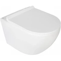 Унитаз подвесной Agger AT09150L безободковый, торнадо, с сиденьем микролифт, белый глянец