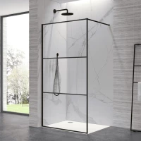Душевая перегородка RGW WA-09B Walk-in 06100909-224 89 см, профиль черный матовый, стекло прозрачное/рифленое