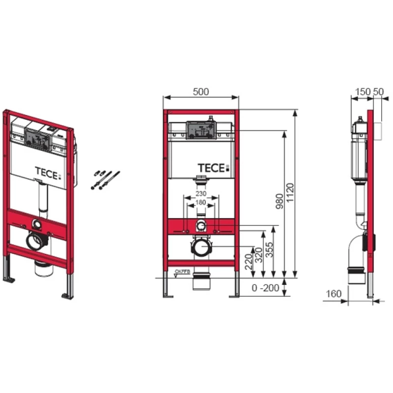 Комплект подвесной унитаз Villeroy & Boch Architectura 4694HR01 + система инсталляции Tece 9400412
