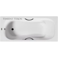 Ванна чугунная Vinsent Veron Aura VAU1507542H/VH0015BL 150x75 см, с ручками, белый