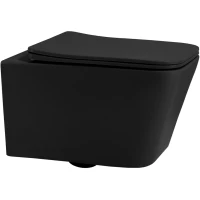 Унитаз подвесной Abber Rechteck AC1201MB безободковый, с сиденьем микролифт, черный матовый
