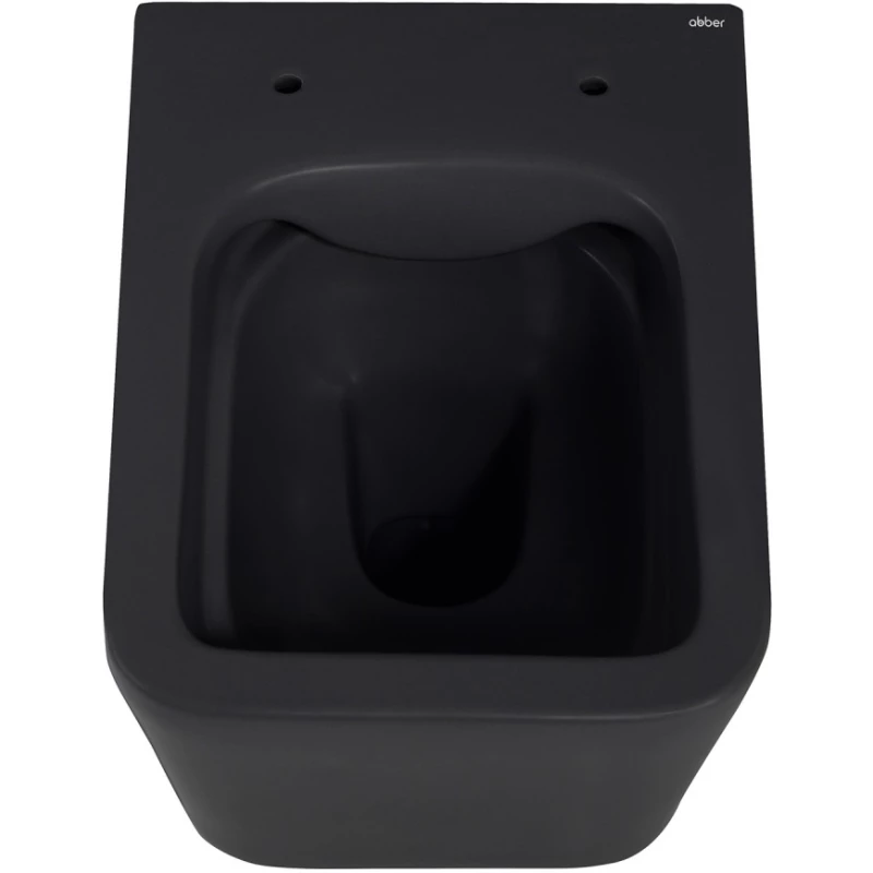Унитаз подвесной Abber Rechteck AC1201MB безободковый, с сиденьем микролифт, черный матовый
