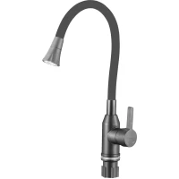 Смеситель для кухни Fmark FS8277Q-01 с гибким изливом, графит/черный