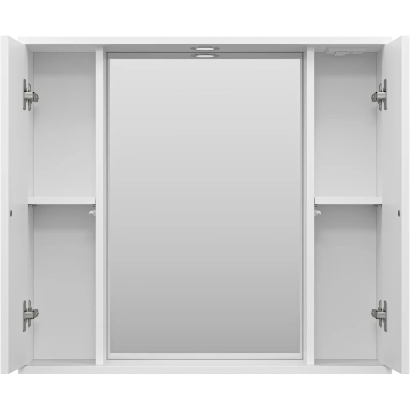 Зеркальный шкаф Misty Лира П-Лир04080-013 80x72 см, с подсветкой, выключателем, белый глянец/белый матовый
