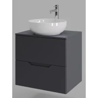Тумба с раковиной Orange Line Li-60TugMDF+B07-420W 60,2 см, подвесная, со столешницей, графит матовый
