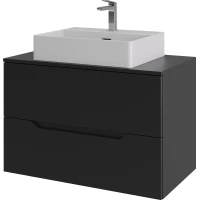 Тумба с раковиной Orange Line Li-80TubMDF+B04-500W 80,2 см, подвесная, со столешницей, черный матовый