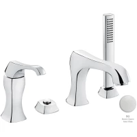 Смеситель на борт ванны Emmevi Ares 76120/BIO с душевым гарнитуром, белый матовый