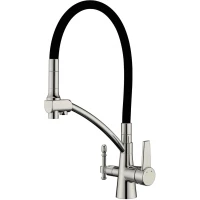 Смеситель для кухни Zorg ZR 338-6 YF SATIN с подключением к фильтру, гибким изливом, сатин