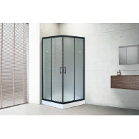 Душевой уголок с поддоном Royal Bath RB90HP-C-BL 90x90 см, профиль черный матовый, стекло матовое