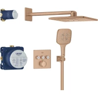 Душевой комплект Grohe Rainshower SmartActive Cube 34864DL0 310 мм, с термостатом, теплый закат матовый