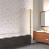 Шторка на ванну Vegas Glass EV LUX ST 76 09 10 R 76 см R, профиль золотой, стекло сатин