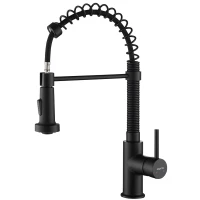 Смеситель для кухни Aquatek Европа AQ1387MB с гибким выдвижным изливом, черный матовый