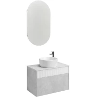 Комплект мебели светло-серый/белый матовый 80 см Акватон Марбл 1A276201MH4C0 + 732700C000 + 1A254502OL010