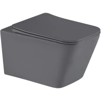 Унитаз подвесной GID Tr2143TF-Dgm безободковый, торнадо, с сиденьем микролифт, темно-серый матовый