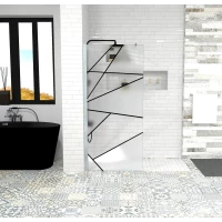 Душевая перегородка Ceruttispa Pick T90 90 см, профиль хром, стекло прозрачное c матовым узором