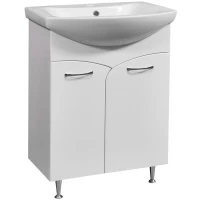 Тумба с раковиной белый глянец/белый матовый 61 см Stella Polar Волна SETSP-00000052/1WH110246