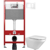 Комплект подвесной унитаз Jacob Delafon Modern Life E77725-0 + E77168-0 + система инсталляции Tece 9400413