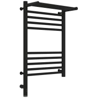 Полотенцесушитель электрический 600x400 черный матовый МЭМ левый Сунержа Богема с полкой 3.0 31-5806-6040