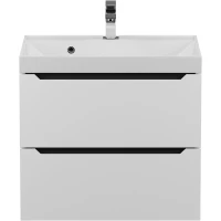 Тумба с раковиной Uperwood Tanos 29111020229 60 см, подвесная, белый матовый/графит матовый