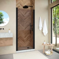 Душевая дверь Vegas Glass EP NOVO 75 02М 05 75 см, профиль черный матовый, стекло бронза