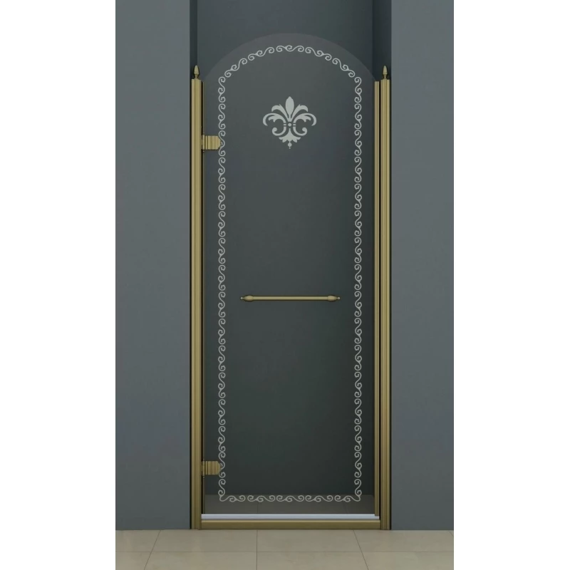 Душевая дверь распашная Cezares Retro 90 см прозрачное c матовым узором RETRO-A-B-1-90-CP-Br-L