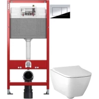 Комплект подвесной унитаз Geberit Smyle Square 500.683.01.1 + система инсталляции Tece 9400412