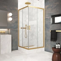 Душевой уголок Vegas Glass ZA Protec 110 03 crystalvision 110x110 см, профиль золотой матовый, стекло прозрачное