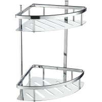 Полка для ванной Wonzon & Woghand WW-4142 22x22 см, угловая, двойная, хром
