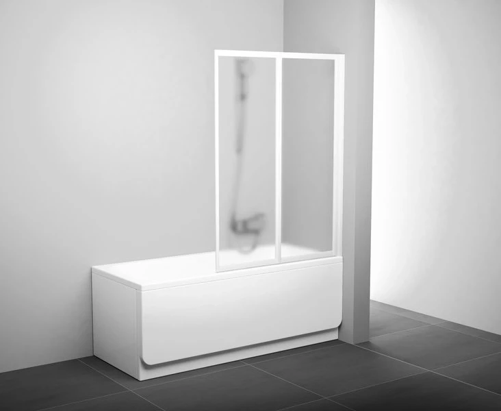 Шторка для ванны складывающаяся двухэлементная Ravak VS2 105 белая+транспарент 796M0100Z1