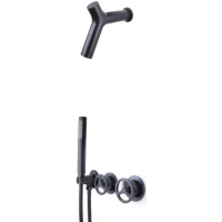 Душевой комплект Bronze De Luxe Liberty 5011B-P 50 мм, со смесителем, черный матовый