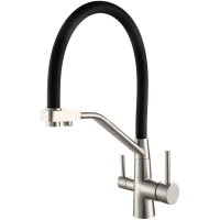 Смеситель для кухни Esko K25 B с подключением к фильтру, гибким изливом, нержавеющая сталь/черный