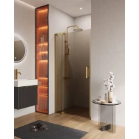 Душевая дверь Cezares Slider SLIDER-B-1-90/100-BR-BORO 90-100 см, профиль золотой матовый, стекло бронза