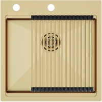 Кухонная мойка Paulmark Kroner-Pro PM705151-BG+R405-BG 51x51 см, золотой матовый